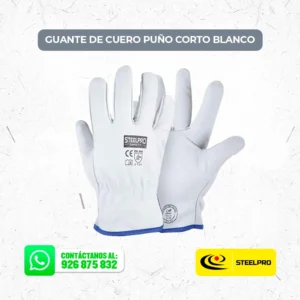 GUANTE DE CUERO PUÑO CORTO BLANCO